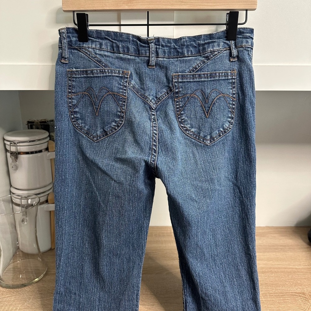 Vintage Y2K Karl Kani Flare Jeans Womens 28 Blue Knee Pocket Utility Streetwear - Picture 9 of 16